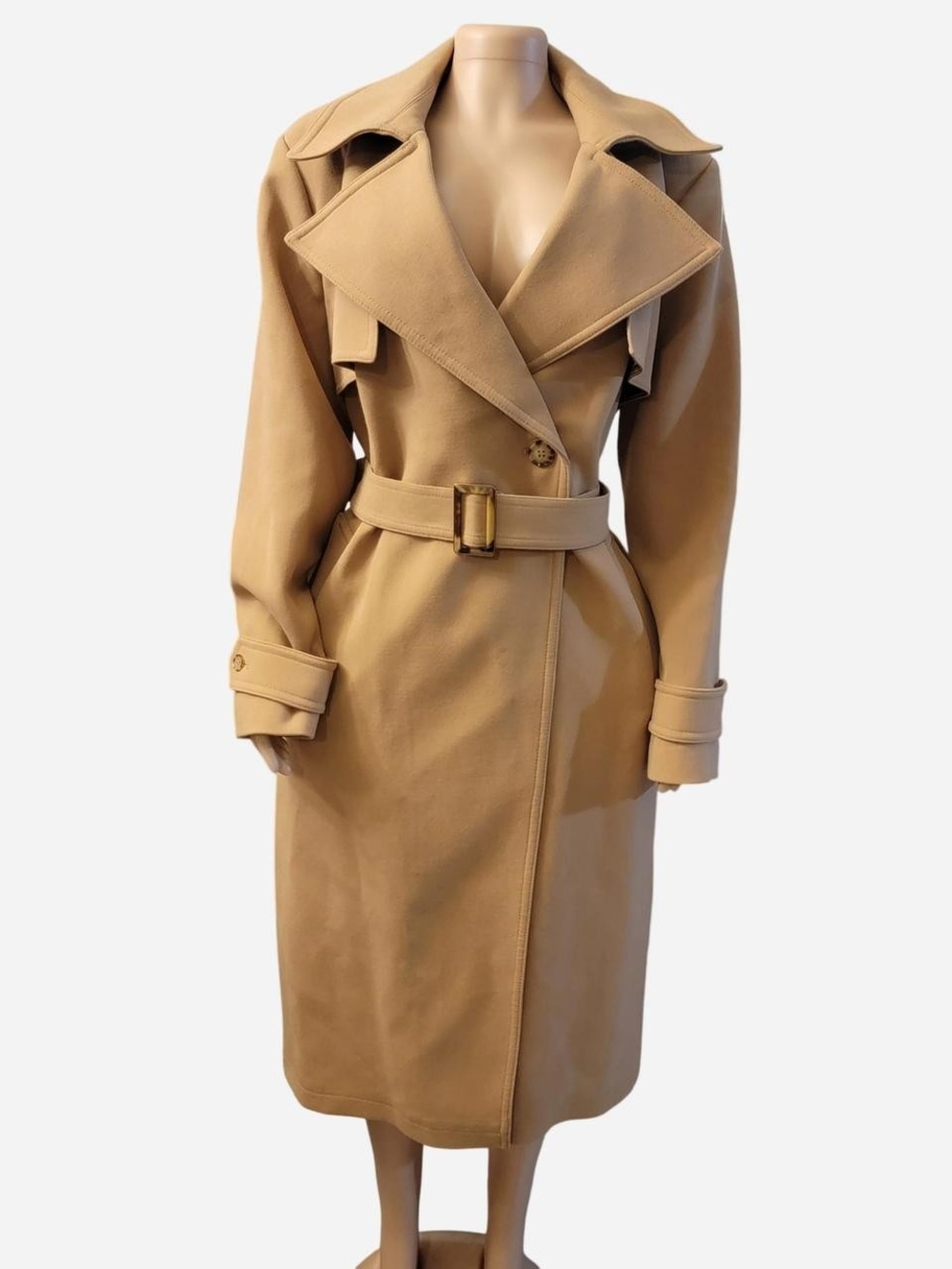 Donna Karan Camel Tan Belted Trench Coat